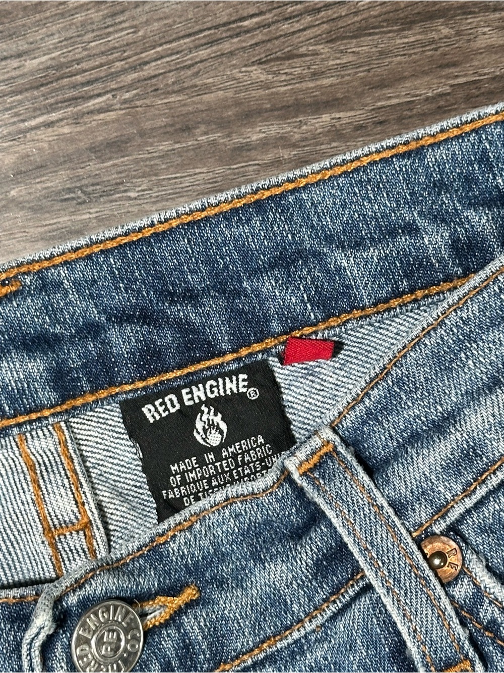 RED ENGINE Vintage Original Denim Whiskered 5 Pocket Low Rise Cropped Jeans 29 - Picture 6 of 11